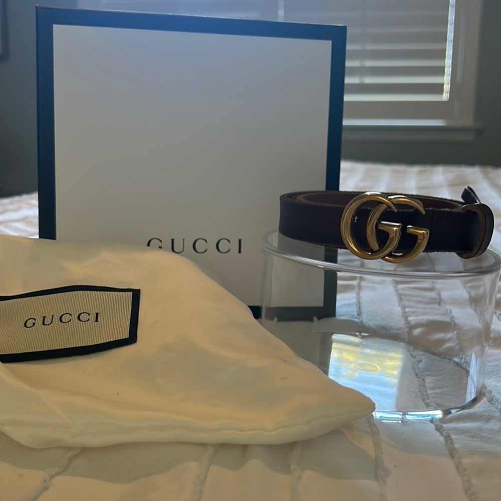 Brown Gucci thin belt size 80 authentic